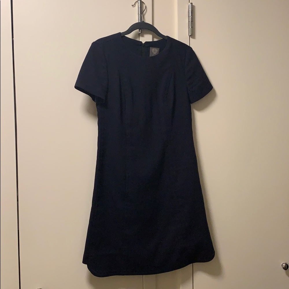 Navy short sleeve shift dress